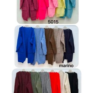 Chaqueta de lana abierta con bolsillos